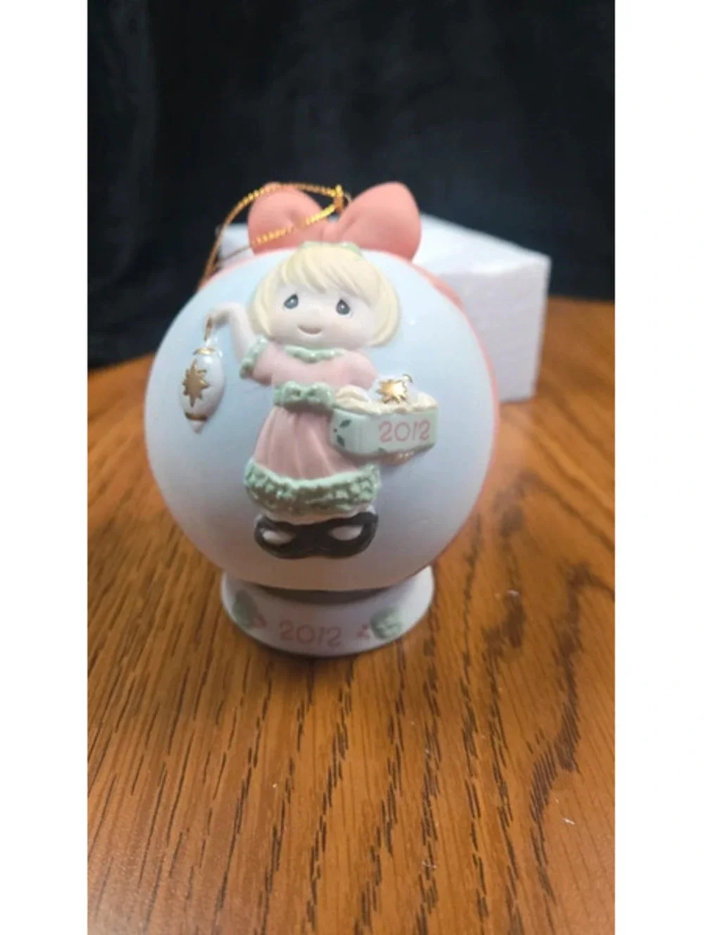 Precious Moments 2012 Christmas Ornament with Girl and Pink Bow